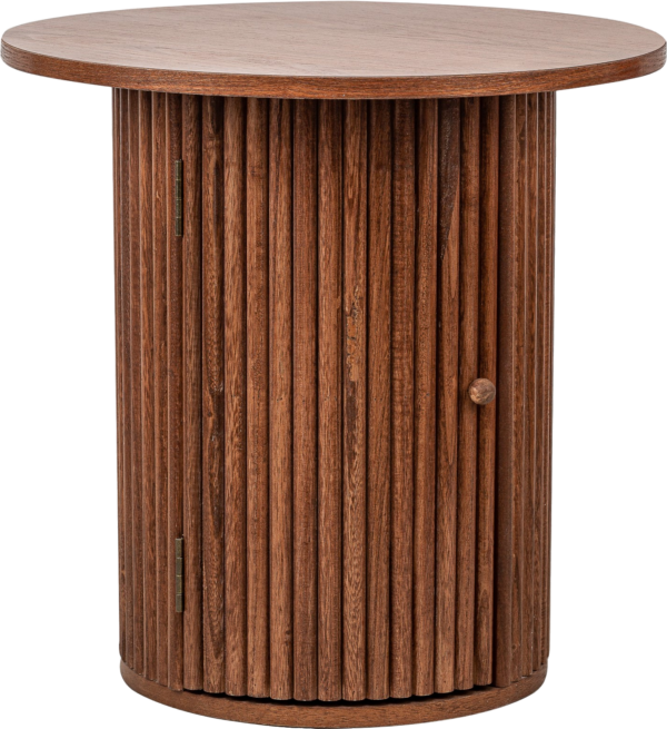 Side- og serveringsbord Nordlys Furniture Trinidad i FSC-certificeret fyrretræ Ø50ÃH49 cm mørk natur med skjult opbevaring